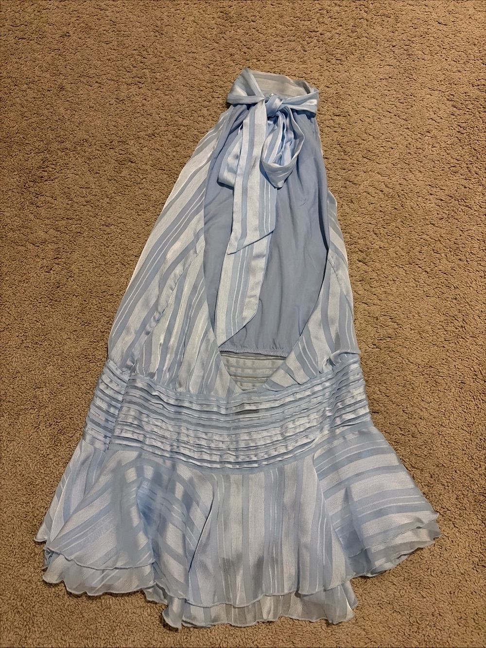 NWT Peppermayo Light Blue Willow Chiffon Mini Dress Size 6 Halter Neck Tie - Picture 4 of 8